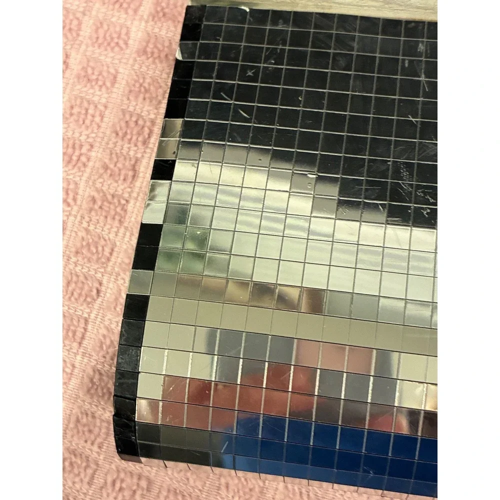 Silver Disco Ball Mirrored Mosaic Tile Clutch Bag Evening Purse Chain Strap